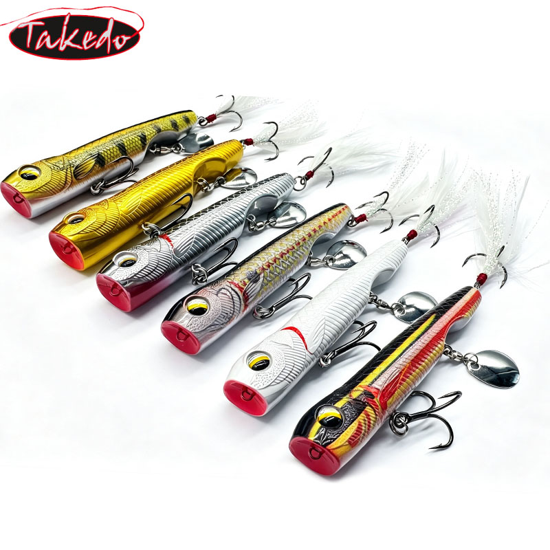Fishing Lure Topwater - เหยื่อตกปลา TAKEDO 10G ท็อปวอเตอร์ป๊อปเปอร์ พร้อมลูกปืนหมุน ช้อนสปินเนอร์