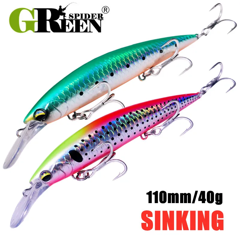 Fishing Lure Jerkbait - GREENSPIDER Heavy น้ําหนัก Minnow 110mm Sinking