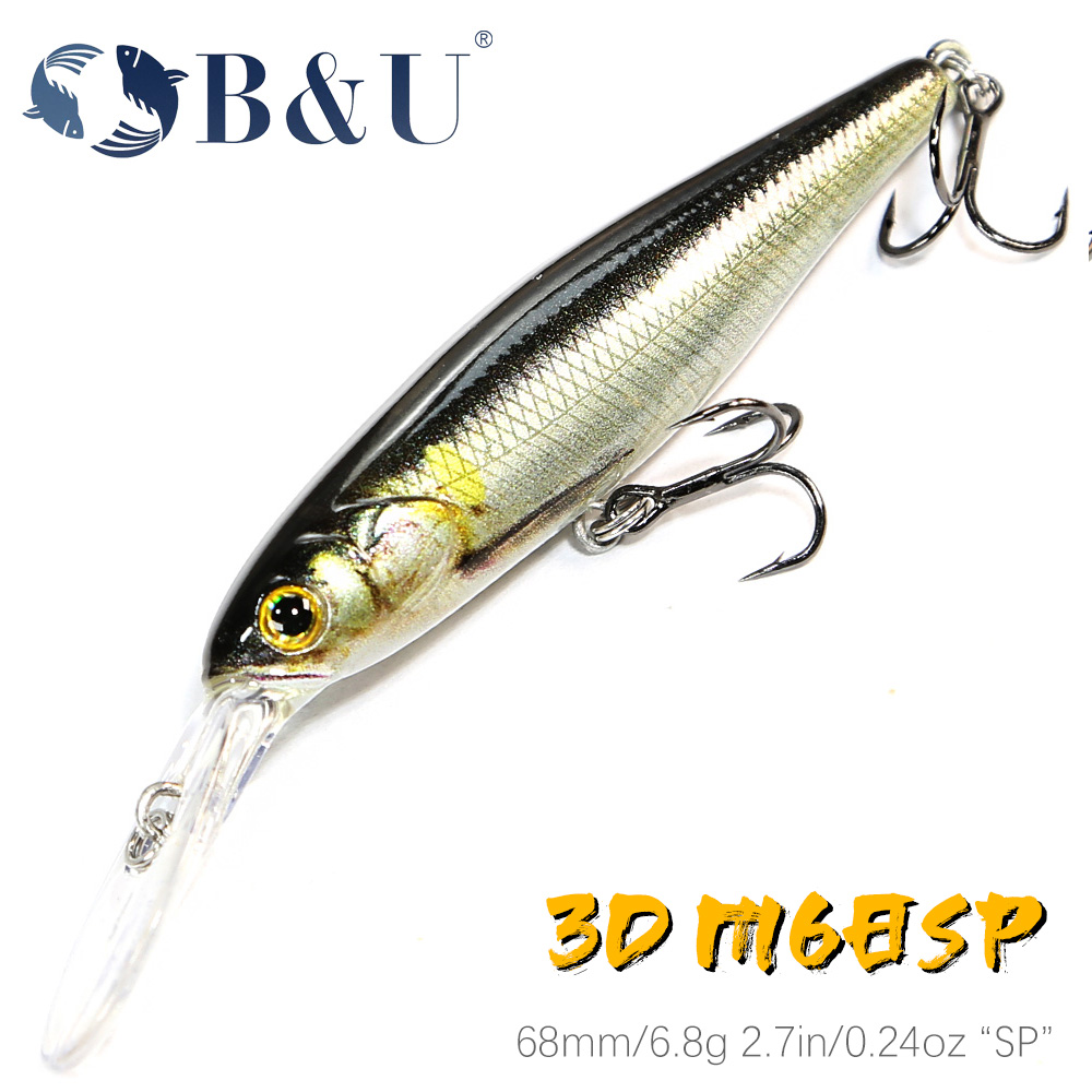 B & U 68 มม.3D การพิมพ์ Shad ร - Fishing Lure Jerkbait บทวิจารณ์และราคา